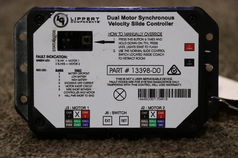 USED LIPPERT DUAL MOTOR SYNCHRONOUS VELOCITY SLIDE CONTROLLER 13398-D0 RV/MOTORHOME PARTS FOR SALE RV Components 