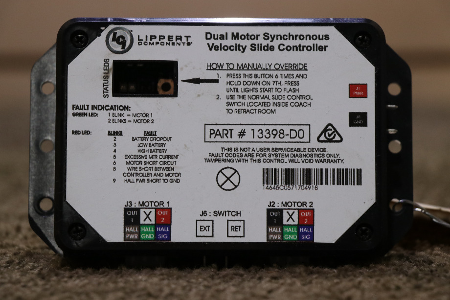 USED LIPPERT DUAL MOTOR SYNCHRONOUS VELOCITY SLIDE CONTROLLER 13398-D0 RV/MOTORHOME PARTS FOR SALE RV Components 