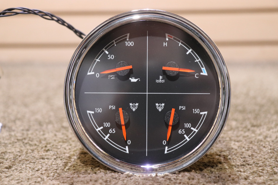 USED W22-00013-038 FREIGHTLINER 4 IN 1 OIL / ENG / FRONT / REAR DASH GAUGE RV PARTS FOR SALE RV Components 