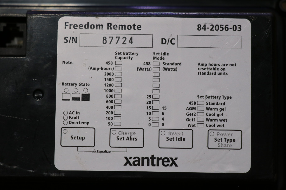 USED XANTREX FREEDOM REMOTE PANEL 84-2056-03 RV/MOTORHOME PARTS FOR SALE RV Components 
