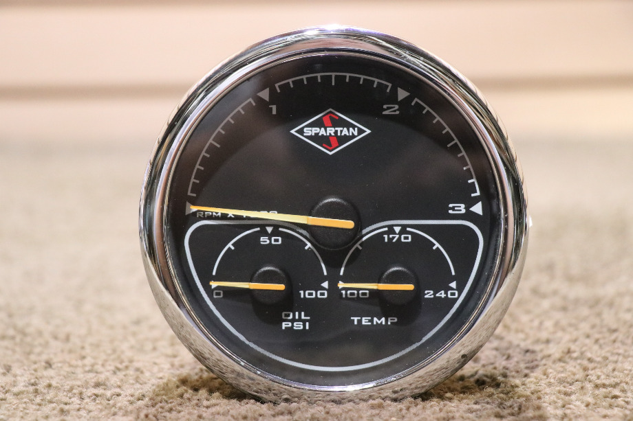 USED RV/MOTORHOME SPARTAN 3 IN 1 TACH / OIL / TEMP DASH GAUGE 00041318 FOR SALE RV Components 