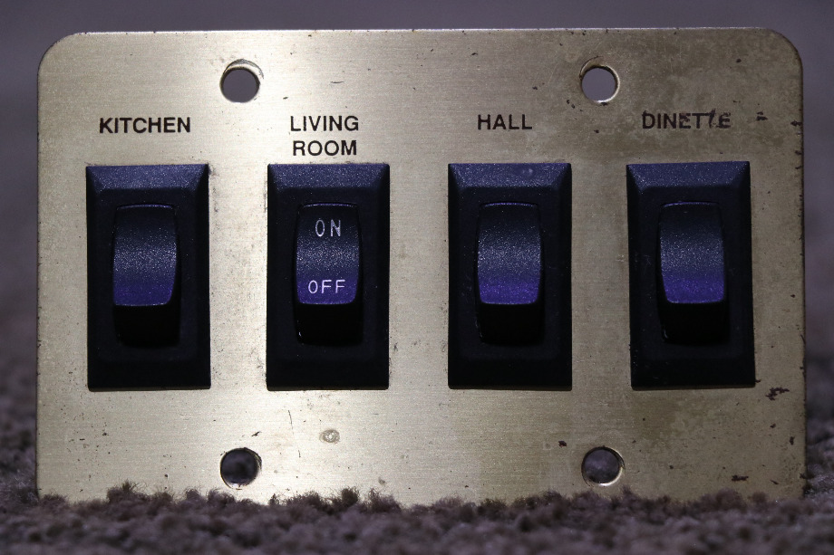 USED MOTORHOME KITCHEN / LIVING ROOM / HALL / DINETTE 4 SWITCH PANEL FOR SALE RV Components 