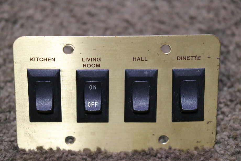 USED MOTORHOME KITCHEN / LIVING ROOM / HALL / DINETTE 4 SWITCH PANEL FOR SALE RV Components 