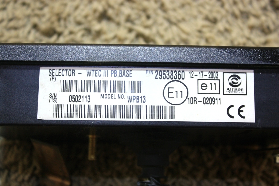 USED MOTORHOME ALLISON SHIFT SELECTOR 29538360 RV PARTS FOR SALE RV Components 