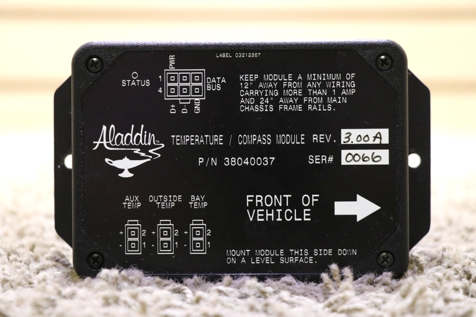 USED RV 38040037 TEMPERATURE / COMPASS MODULE ALADDIN RV PARTS FOR SALE RV Components 