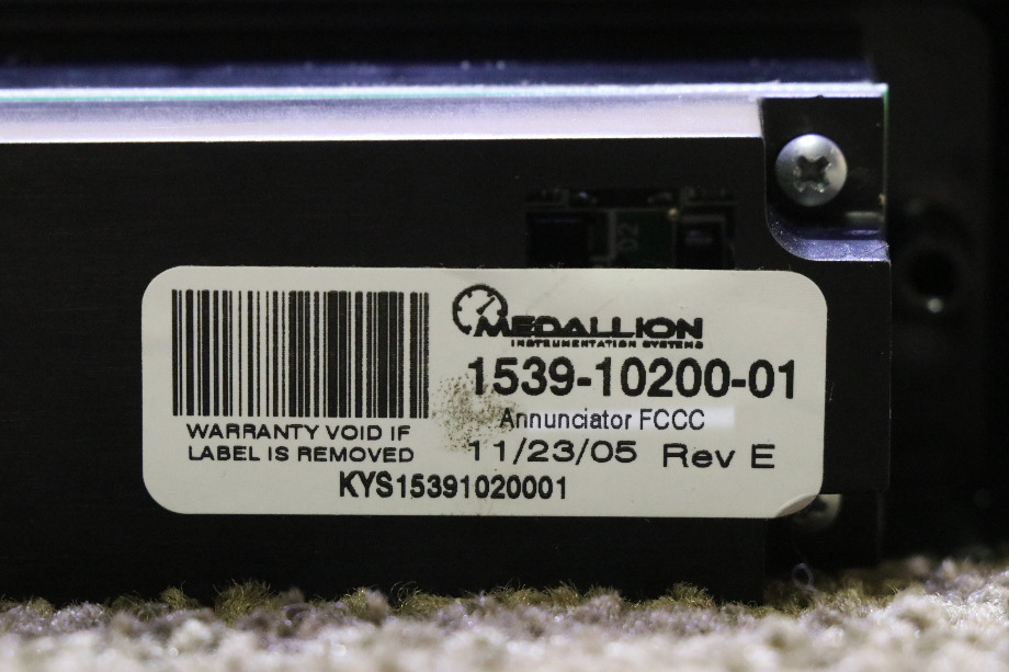 USED MOTORHOME MEDALLION 1539-10200-01 DASH WARNING LIGHT BAR FOR SALE RV Components 