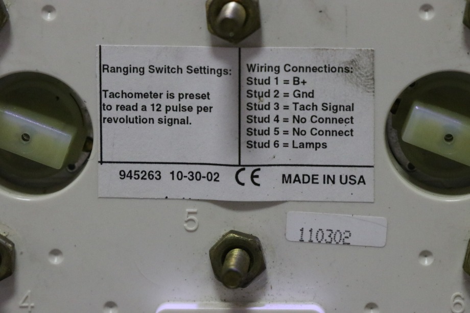 USED RV/MOTORHOME 945263 TACHOMETER DASH GAUGE FOR SALE RV Components 