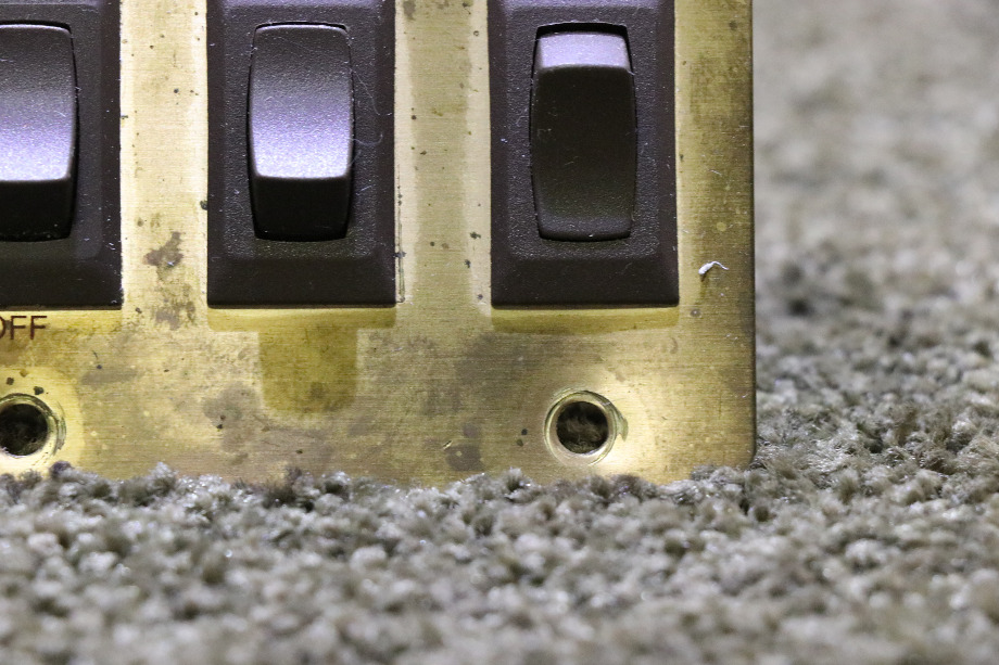 USED BROWN AND GOLD 3 SWITCH PANEL RV/MOTORHOME PARTS FOR SALE RV Components 