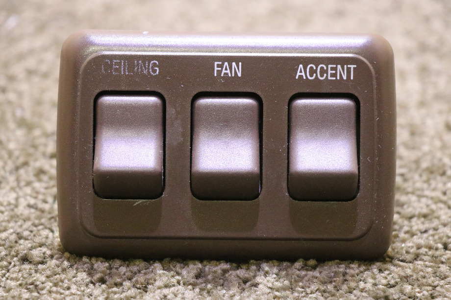 USED AMERICAN TECHNOLOGY BROWN 3 SWITCH PANEL MOTORHOME PARTS FOR SALE RV Components 