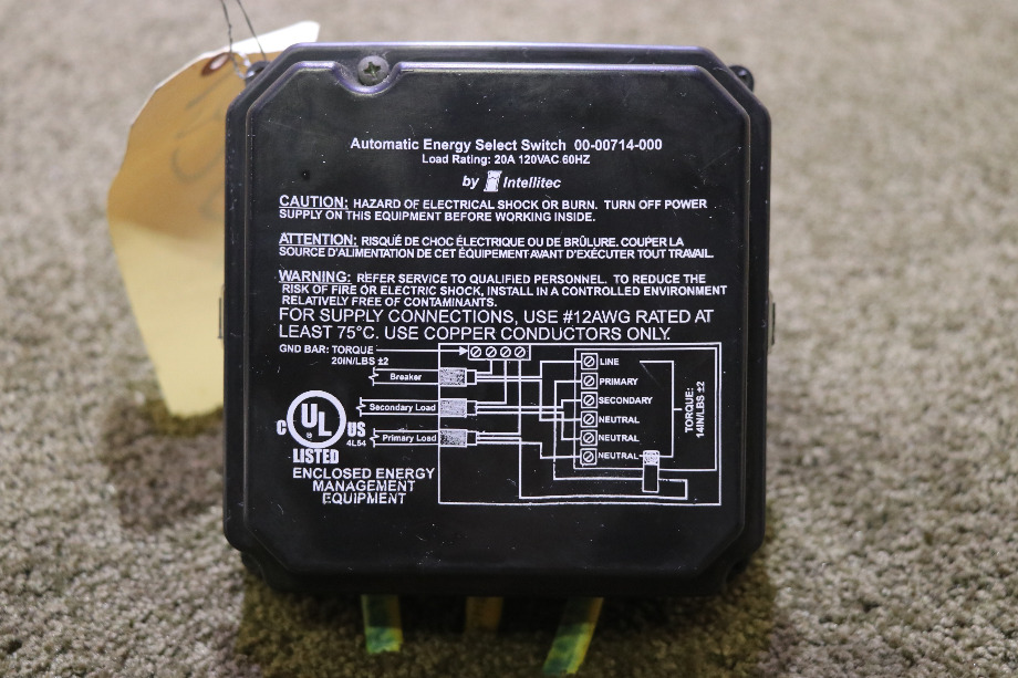 USED AUTOMATIC ENERGY SELECT SWITCH BY INTELLITEC 00-00714-000 RV/MOTORHOME PARTS FOR SALE RV Components 