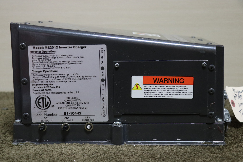USED MAGNUM ENERGY INVERTER CHARGER ME2012 RV PARTS FOR SALE RV Components 