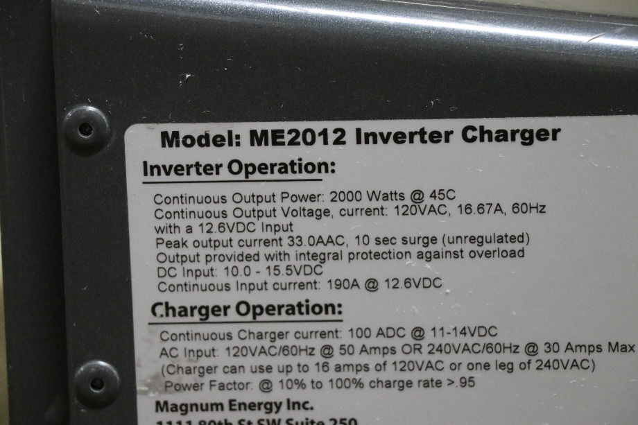 USED MAGNUM ENERGY INVERTER CHARGER ME2012 RV PARTS FOR SALE RV Components 