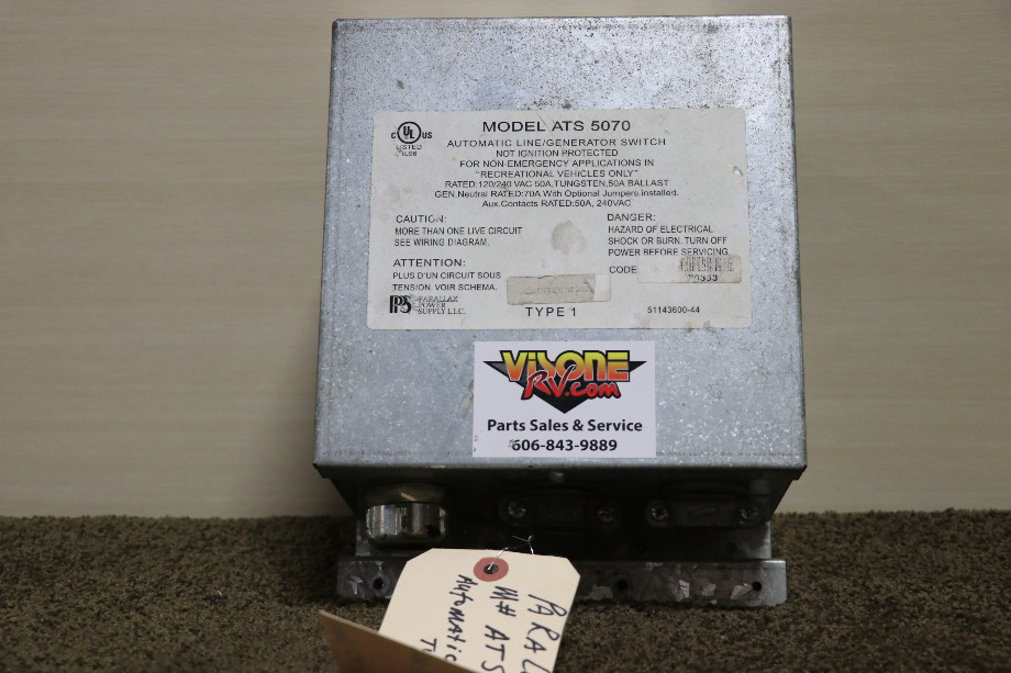 USED RV ATS 5070 PARALLAX POWER SUPPLY AUTO LINE/GEN SWITCH FOR SALE RV Components 