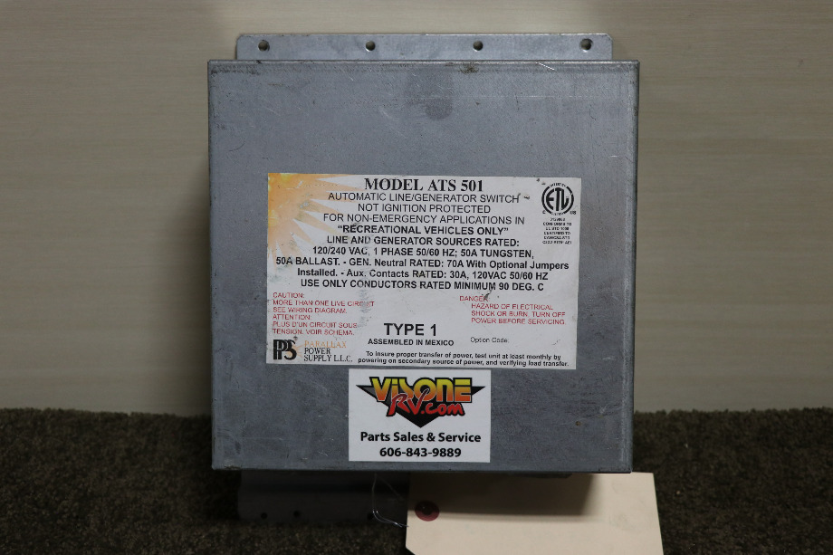 USED MOTORHOME PARALLAX POWER SUPPLY ATS 501 AUTO LINE/GEN SWITCH FOR SALE RV Components 
