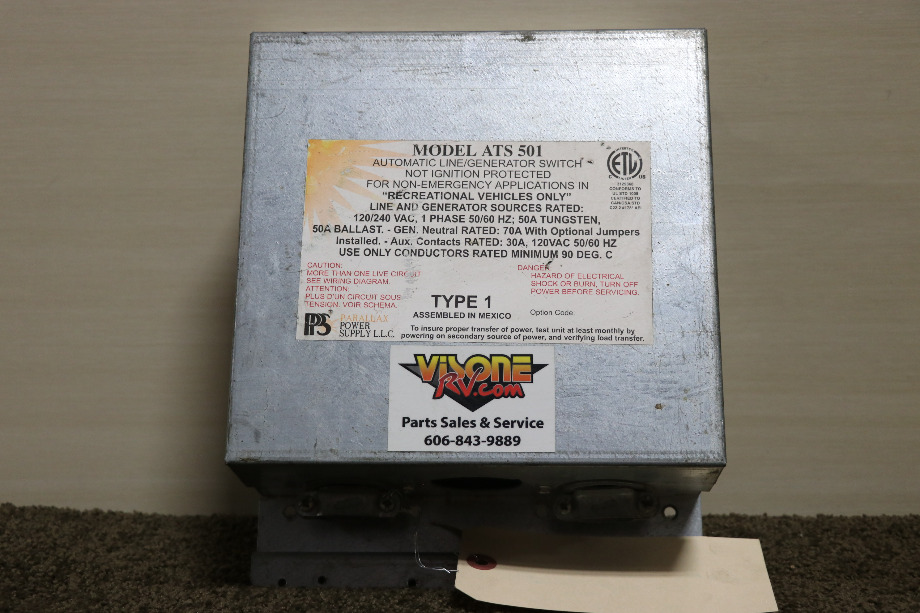 USED MOTORHOME PARALLAX POWER SUPPLY ATS 501 AUTO LINE/GEN SWITCH FOR SALE RV Components 