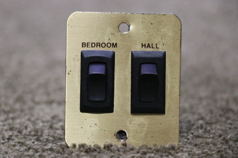 USED RV BRASS BEDROOM & HALL DOUBLE SWITCH PANEL FOR SALE RV Components 