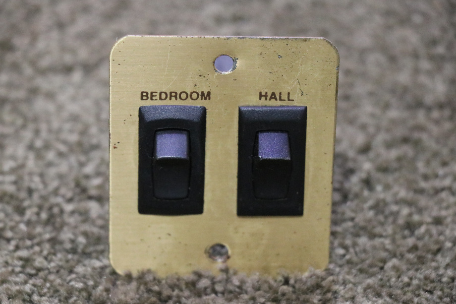 USED RV BRASS BEDROOM & HALL DOUBLE SWITCH PANEL FOR SALE RV Components 