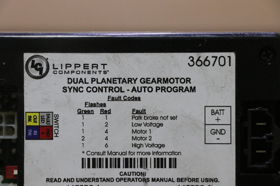 USED MOTORHOME LIPPERT 366701 DUAL PLANETARY GEARMOTOR SYNC CONTROL MODULE FOR SALE RV Components 