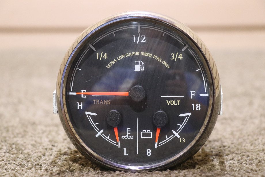 USED 3 IN 1 FUEL / TRANS / VOLT 8640-40002-29 DASH GAUGE MOTORHOME PARTS FOR SALE RV Components 