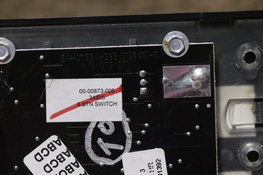 USED RV 00-00873-006 INTELLITEC 6 BUTTON SWITCH PANEL FOR SALE RV Components 