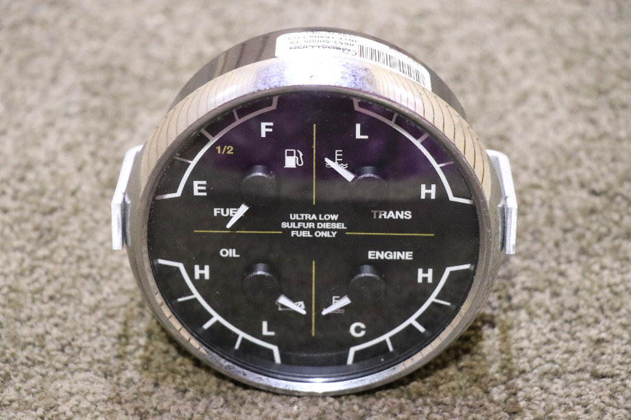 USED 8653-50005-19 MEDALLION 4 IN 1 FUEL / TRANS / OIL / ENGINE DASH GAUGE RV PARTS FOR SALE RV Components 